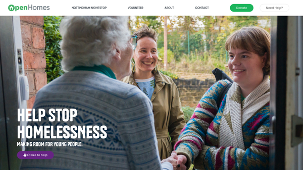 Screenshot of the Open Homes Nottingham website
