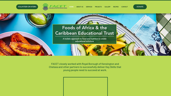 Screenshot of the Foods Of Africa & The Caribbean Educational Trust website