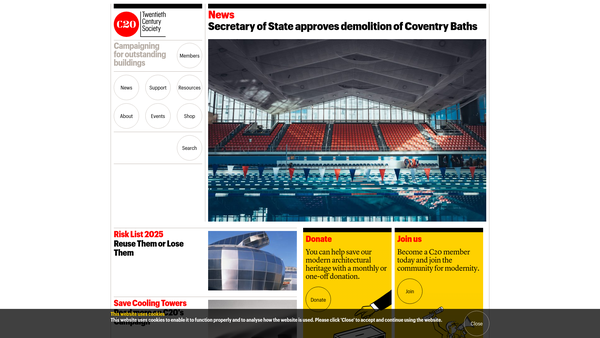 Screenshot of the The Twentieth Century Society website