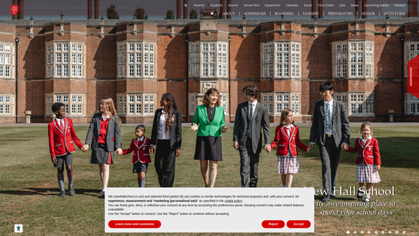 Screenshot of the New Hall School Trust website