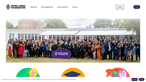 Screenshot of the The Peter Jones Foundation website