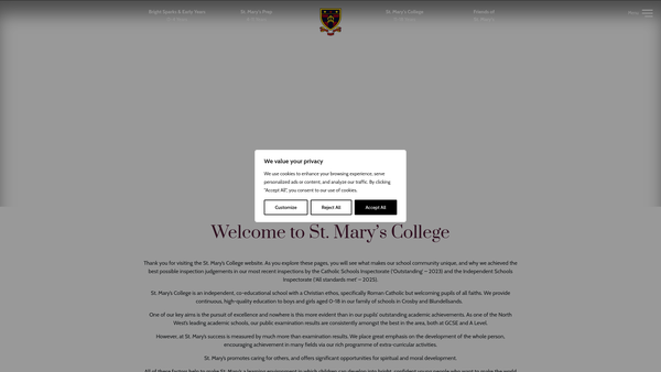 Screenshot of the St Mary's College Crosby Trust Limited website
