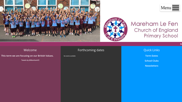 Screenshot of the Mareham Le Fen School PTA website