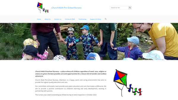 Screenshot of the Church Walk Pre-School Nursery Limited website
