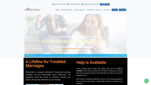 Screenshot of the Retrouvaille In England And Wales website