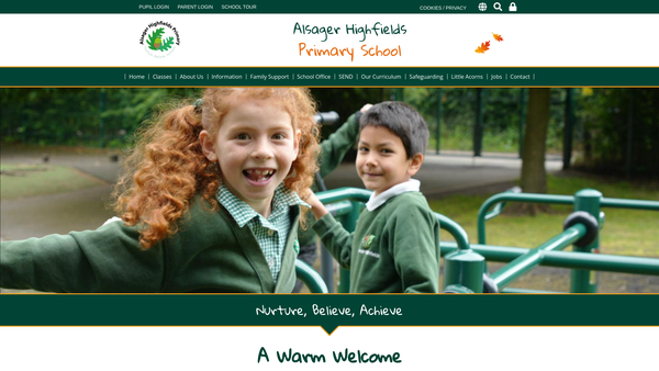 Screenshot of the Alsager Highfields School Parents And Friends Association website