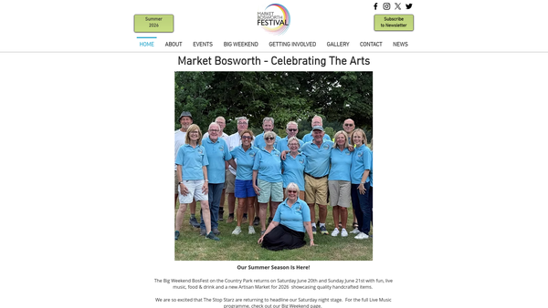 Screenshot of the Market Bosworth Festival Limited website