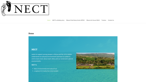 Screenshot of the Nakuru Environmental And Cultural Trust website