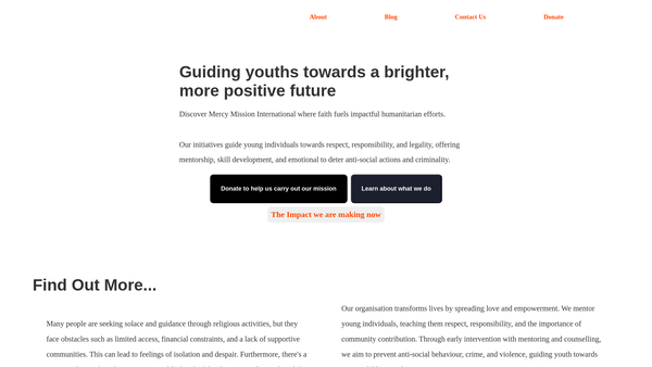 Screenshot of the Mercy Mission International website