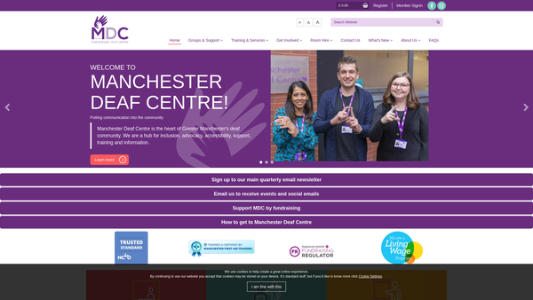 Screenshot of the The Manchester Deaf Centre website
