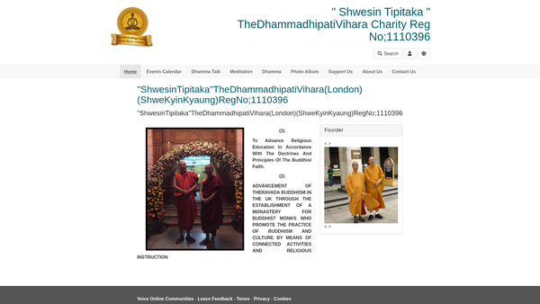 Screenshot of the The Dhammadhipati Vihara (London) website