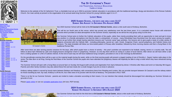Screenshot of the St Catherine's Trust For Traditional Catholic Education website