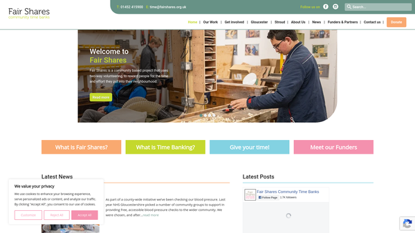 Screenshot of the Fair Shares Gloucestershire website