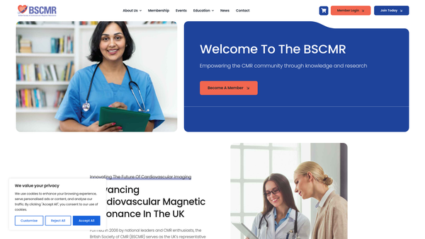 Screenshot of the British Society Of Cardiovascular Magnetic Resonance website
