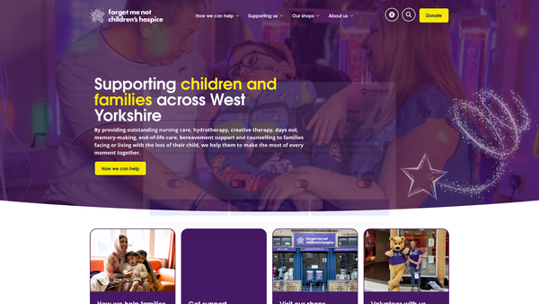 Screenshot of the The Forget ME Not Children's Hospice website