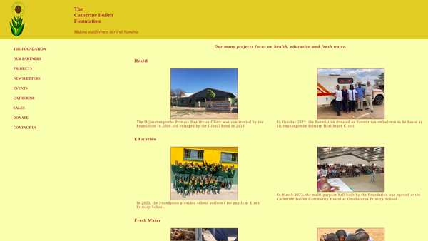 Screenshot of the The Catherine Bullen Foundation website