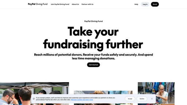 Screenshot of the Paypal Giving Fund UK website