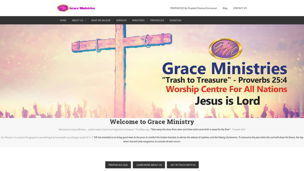 Screenshot of the Grace Ministry, London website
