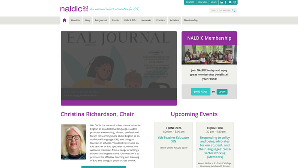 Screenshot of the National Association For Language Development In The Curriculum website