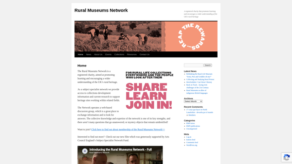 Screenshot of the Rural Museums Network Group website
