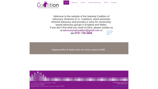 Screenshot of the C.a. Coalition website