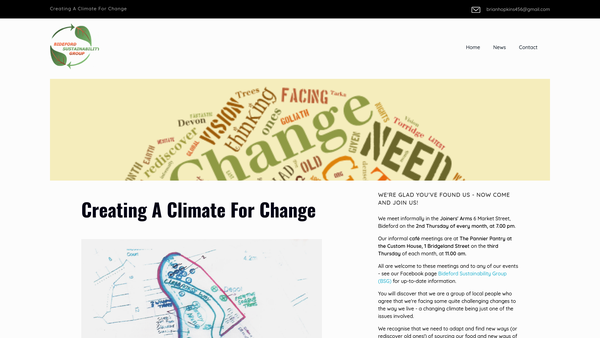 Screenshot of the Bideford Sustainability website
