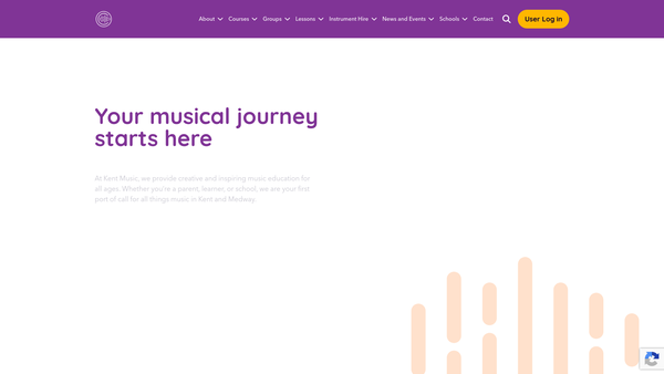 Screenshot of the Kent Music website