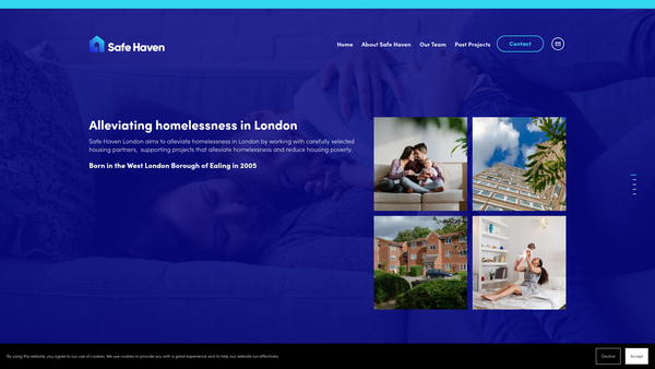 Screenshot of the Safe Haven London website