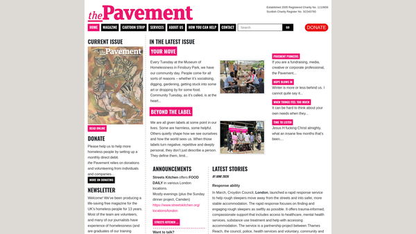Screenshot of the The Pavement website