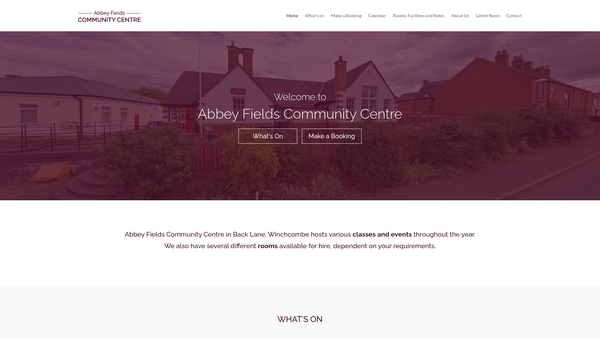 Screenshot of the Abbey Fields Community Centre website