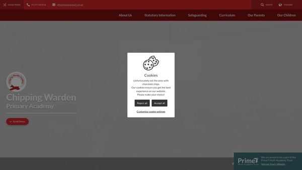Screenshot of the Chipping Warden School Parent Teachers Association website