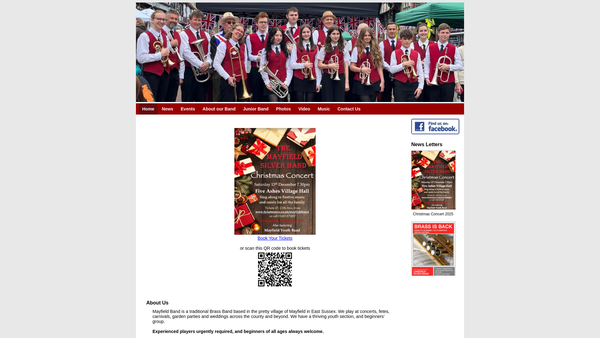 Screenshot of the Mayfield Band website