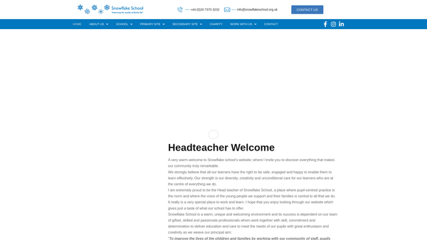 Screenshot of the Snowflake School For Children With Autism Limited website