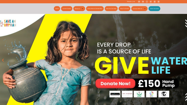 Screenshot of the Save An Orphan Global Trust website