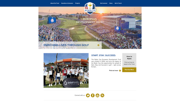 Screenshot of the Ryder Cup European Development Trust website