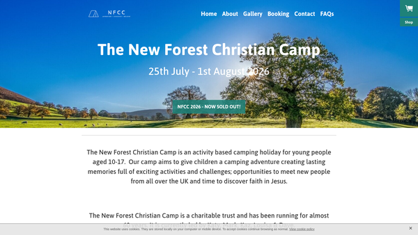 Screenshot of the The New Forest Christian Camp website