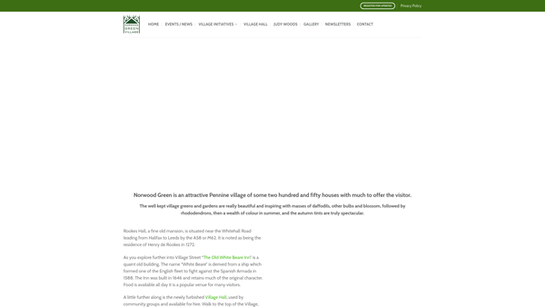 Screenshot of the The Norwood Green Village Hall Charitable Trust website