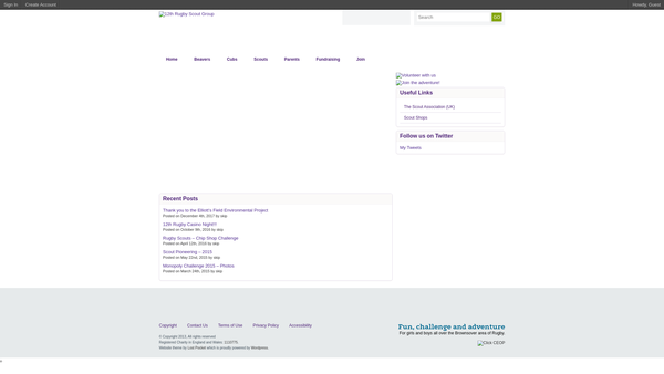 Screenshot of the 12th Rugby (Christchurch) Scout Group website