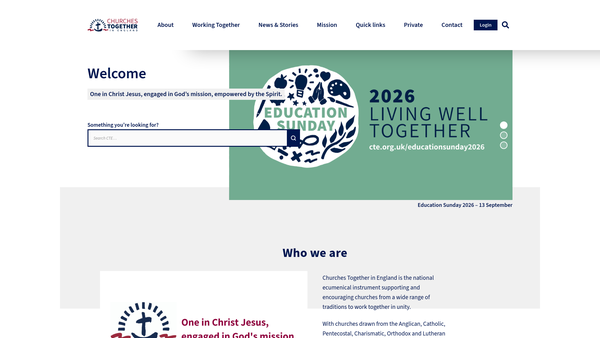 Screenshot of the Churches Together In England website