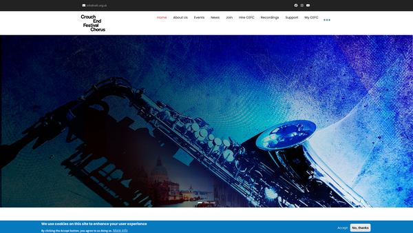 Screenshot of the Crouch End Festival Chorus website