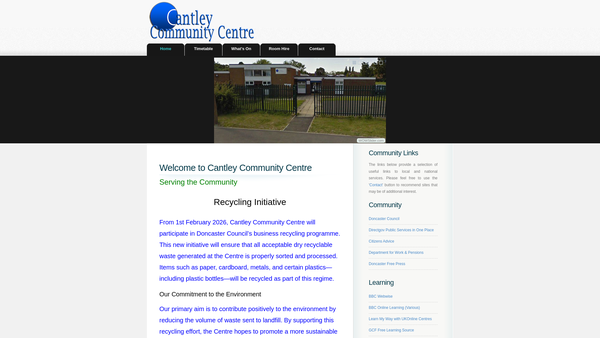 Screenshot of the Cantley Community Centre website