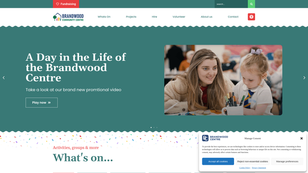 Screenshot of the Brandwood Centre Community Association website