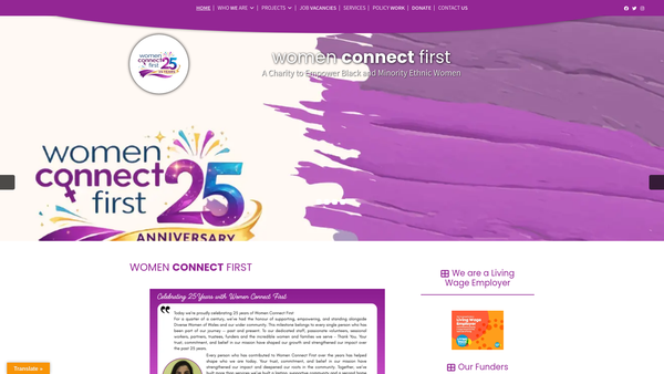 Screenshot of the Women Connect First website
