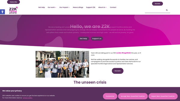 Screenshot of the The Zacchaeus 2000 Trust website