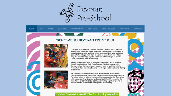 Screenshot of the Devoran Pre-School website