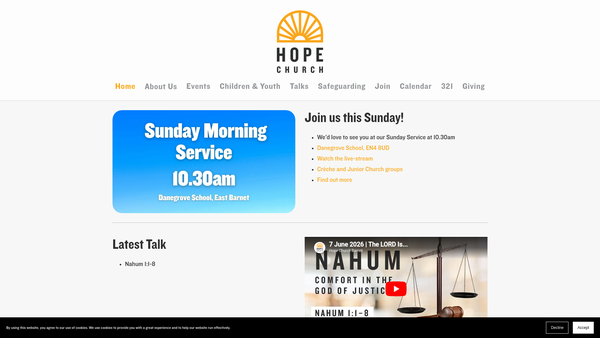 Screenshot of the Lyonsdown Church Partnership website