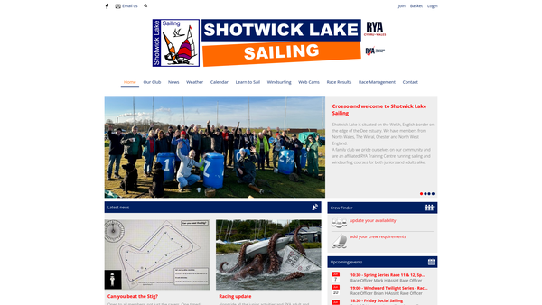 Screenshot of the Shotwick Lake Sailing website