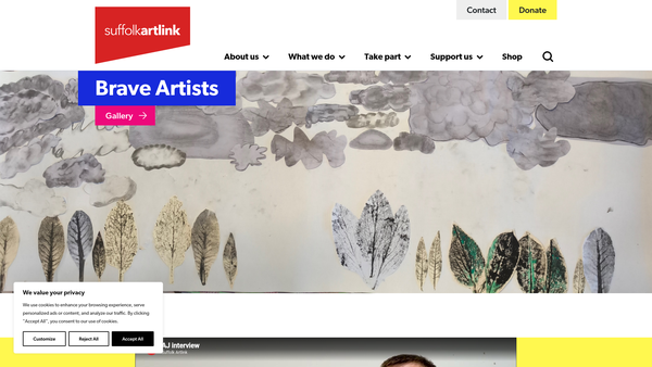 Screenshot of the Suffolk Artlink website