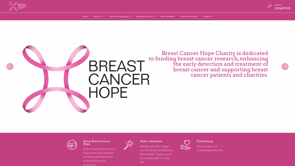 Screenshot of the Breast Cancer Hope website