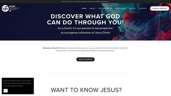 Screenshot of the Word International Ministries UK website